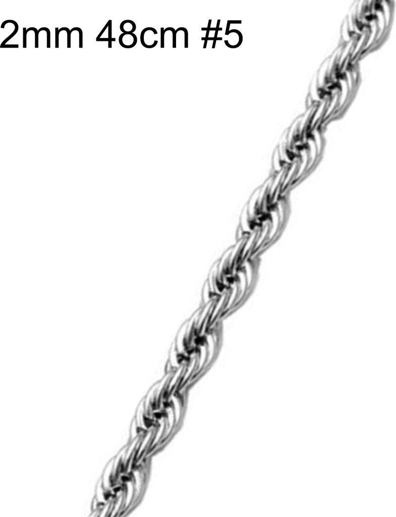 2-9 mm versilberte Twist-Gliederkette aus Edelstahl für Herren und Damen-2 mm 19 Zoll #5 Seilkette