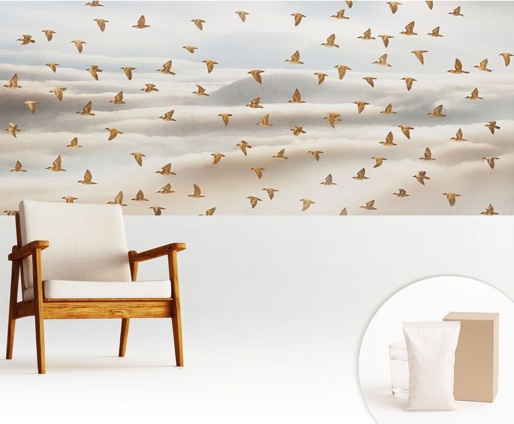 Fototapete - 250x104 cm - Tapete - Wandtapete - Wandbilder - Dekofolie - Tapete Folie - Wand - Dekoration - Wohnzimmer - Vögel im Flug