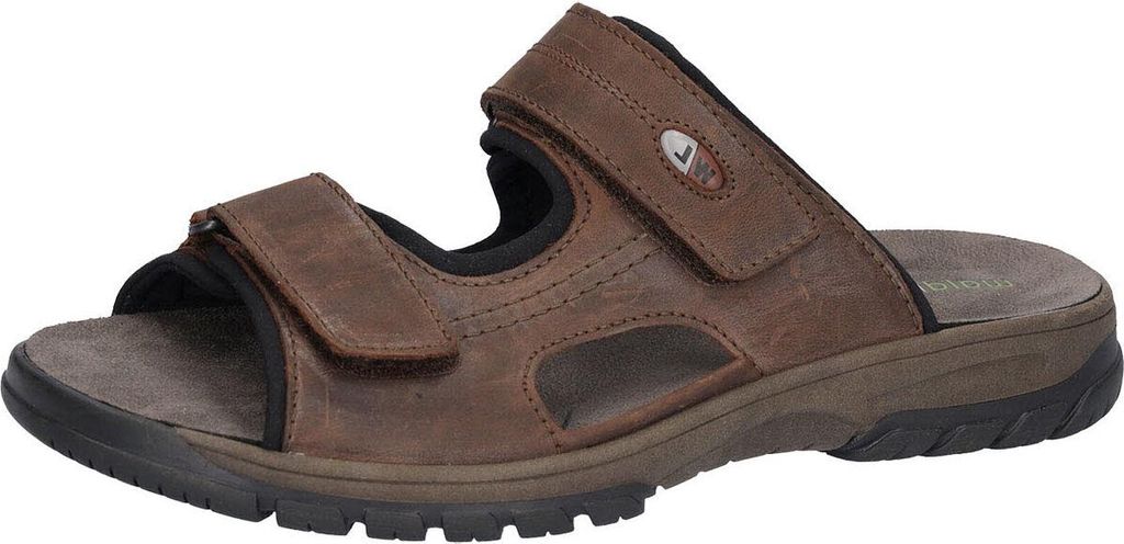 Waldläufer Harald Pantoletten Comfort Fit H extra Platz, Weiches Innenleder, Klettverschluss individuelle Passform