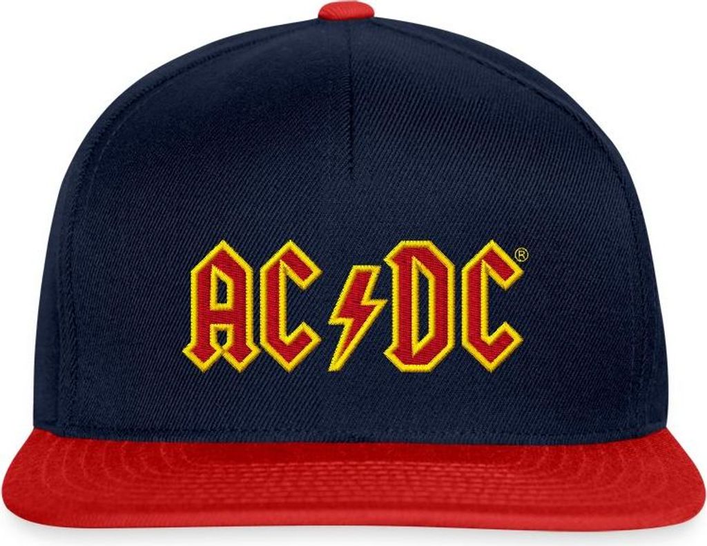 Spreadshirt AC/DC In Rot Und Gelb Stick Snapback Cap, One size, Navy/Rot