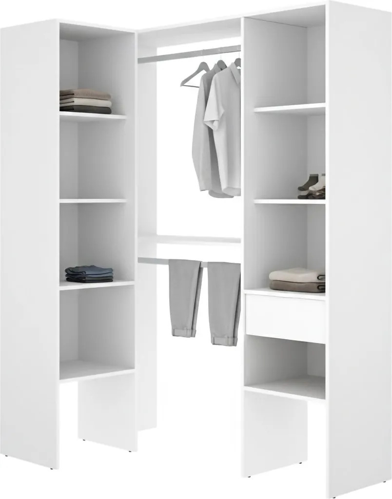Armoire de Rangement Calist 79x185 cm Blanc pour Dressing et Bureau