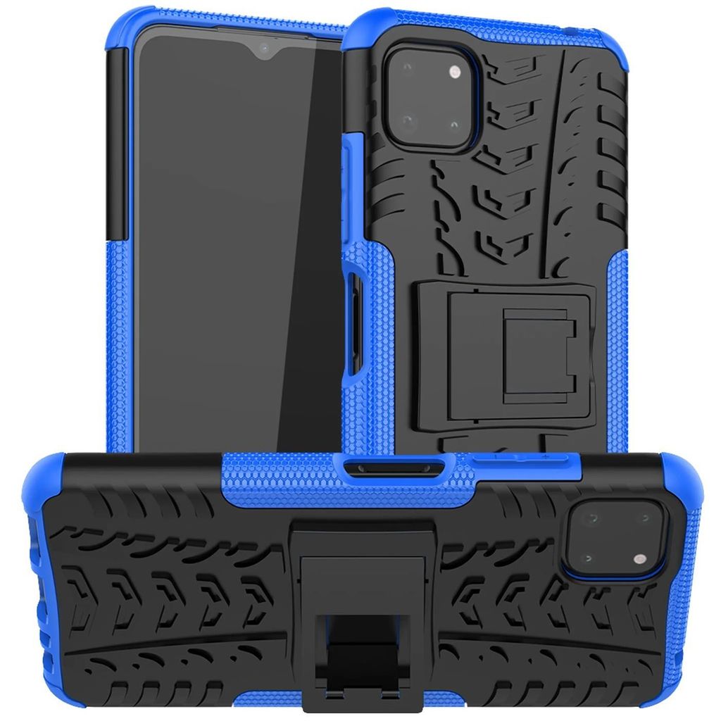 Conie Outdoor Schutzhülle für Samsung Galaxy A22 5G Hybrid Silikon Hard Case Cover Hülle mit Ständer in Blau