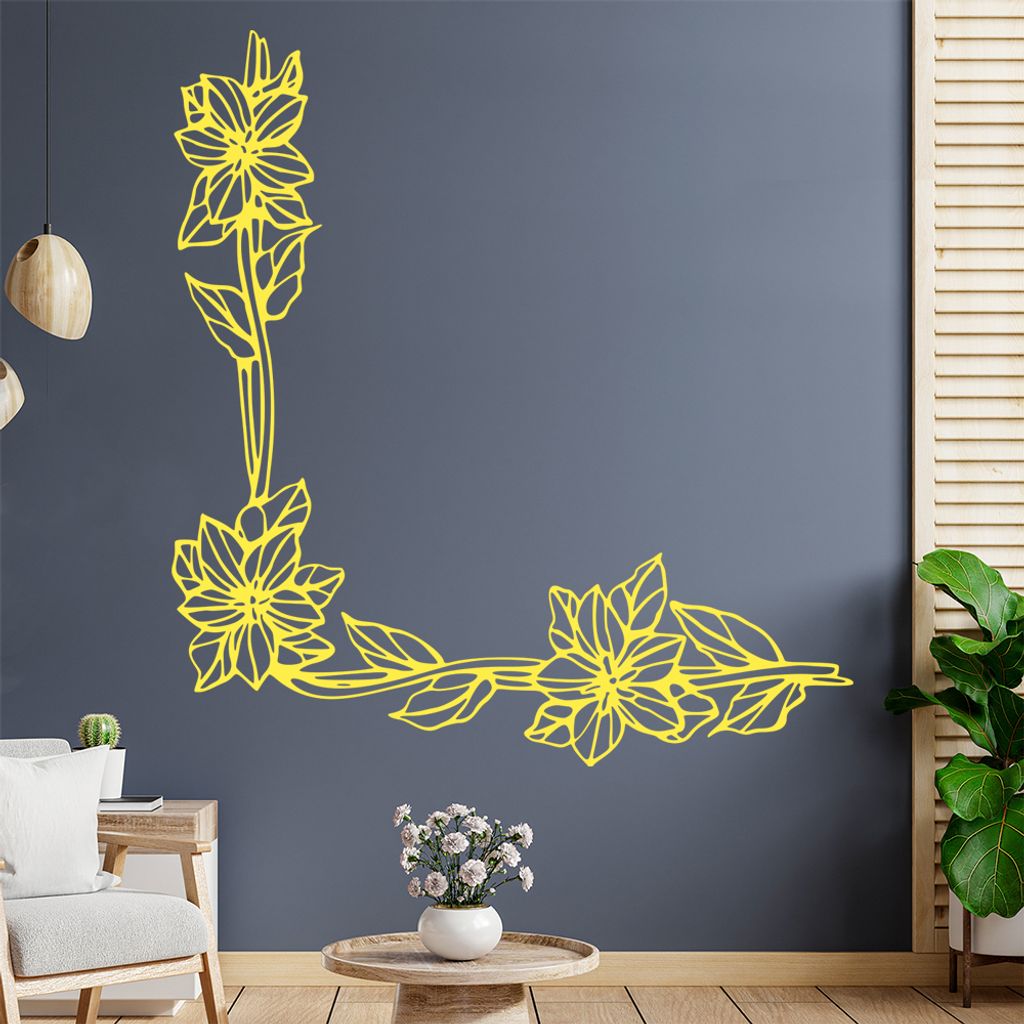 Blumen - Ranken Wandtattoo in 6 Größen - Wandaufkleber Wall Sticker - Dekoration, Küche, Wohnzimmer, Schlafzimmer, Badezimmer