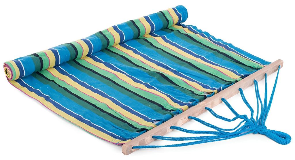 Verk Hamaka houpací síť dřevo 200 x 80 cm slabé modré pruhy Obrázek produktu 
