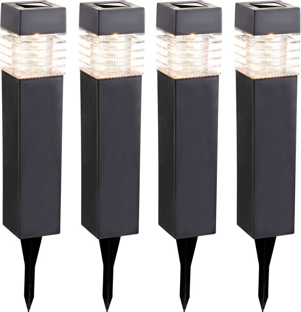 LED Solarlampen, IP44, grau, H 38,5cm, 4er Set