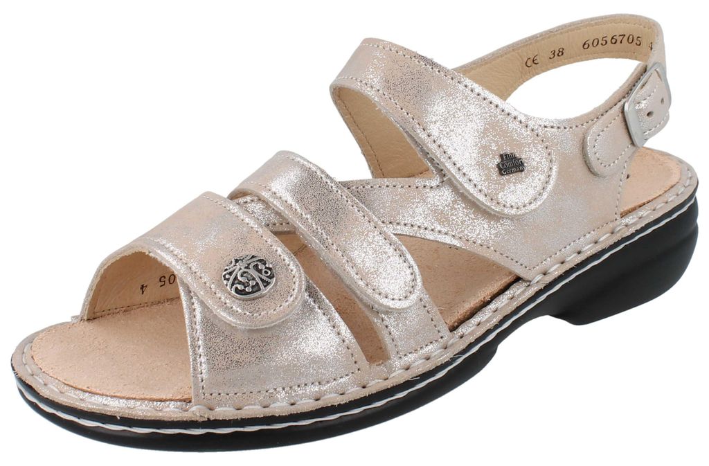 FINN COMFORT Gomera Damen Sandale beige silber Nubukleder - Produktbild 