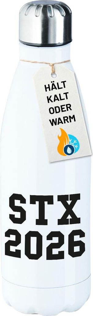Huuraa Trinkflasche STX 2026 Abschluss Dänemark 500ml White Edelstahl Wasserflasche Trinkflasche Geschenkidee