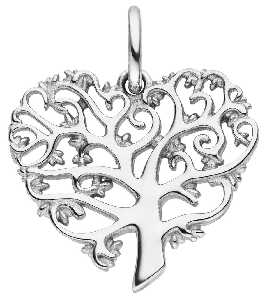 Anhänger Lebensbaum Herz/Baum 15,8x17,4mm aus 925 Silber rhodiniert teilmattiert