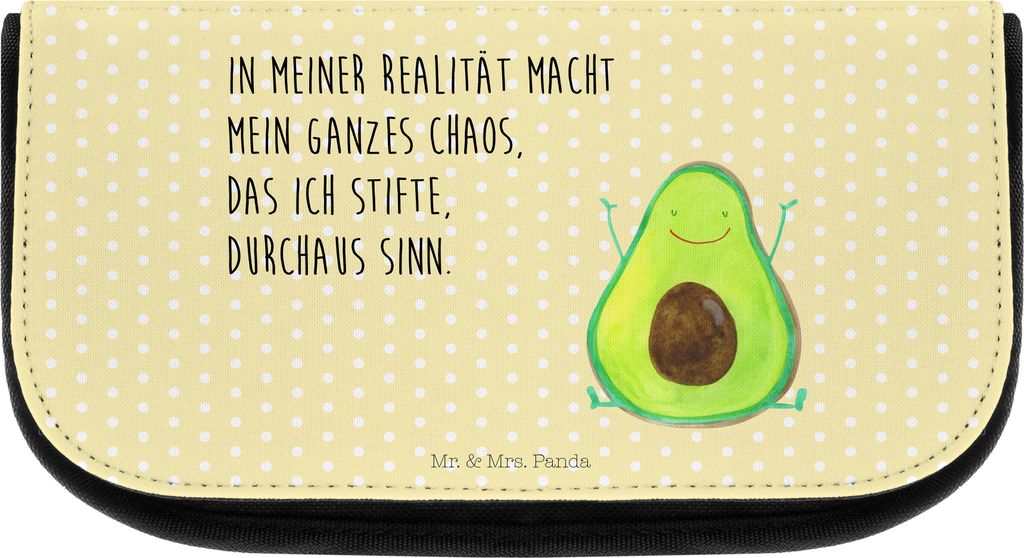 Mr. & Mrs. Panda kosmetiktäschchen Avocado Glücklich - Gelb Pastell - Geschenk, schminkaufbewahrung, Freude, Kulturbeutel, Kosmetiktasche, Kultur...