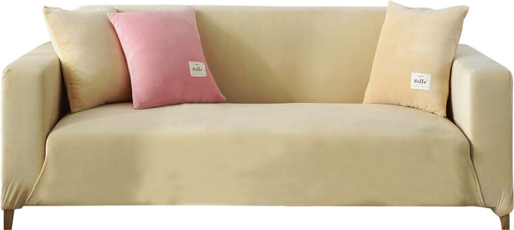 (1-Sitzer, Beige) Dicke Sofabezüge aus Samt, 1, 2, 3, 4-Sitzer, hochelastischer, rutschfester Sofabezug, Möbelschutz, Plüsch-Sofa-Schonbezüge m...