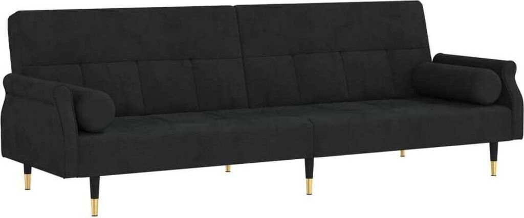 Schlafsofa mit Kissen Schwarz Samt