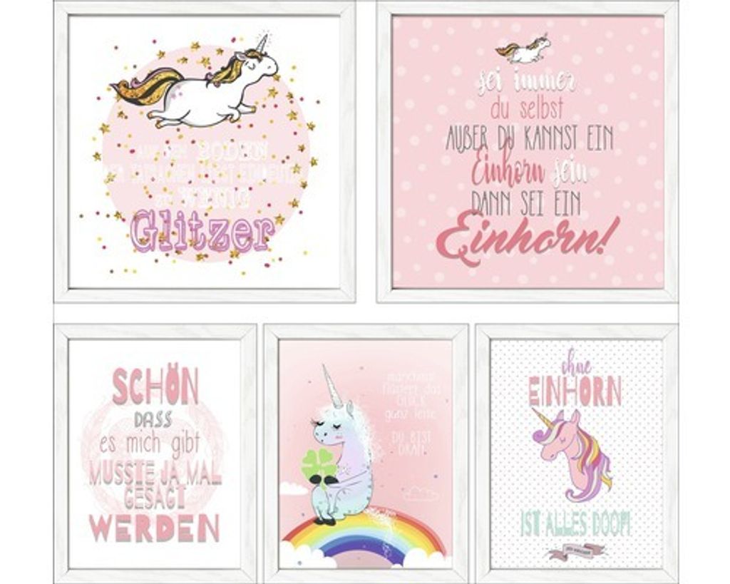 Gerahmtes Bild Moon-Slogan 5er-Set 57x47 cm