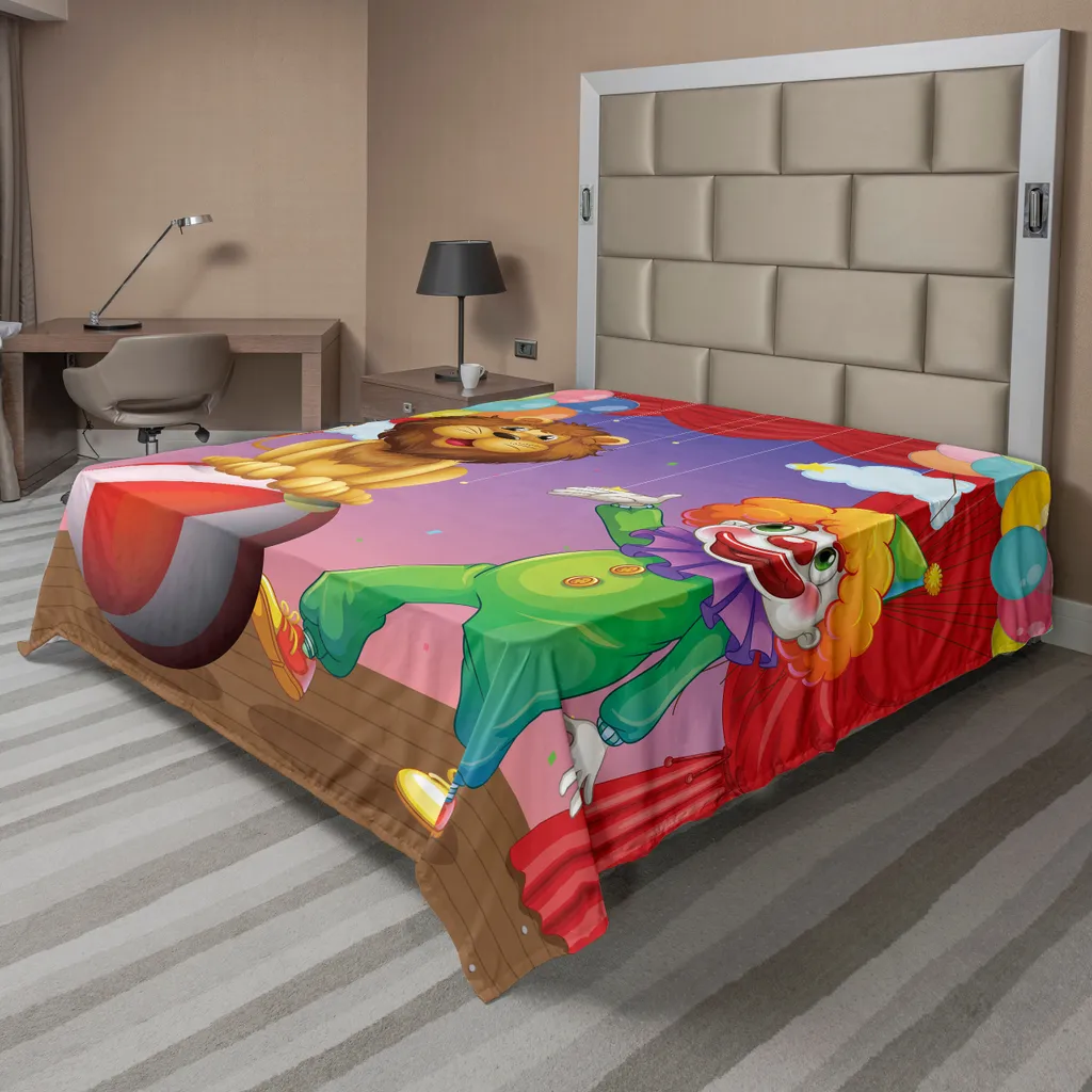 ABAKUHAUS Drap de Lit Cirque 260x228 cm, Drap de Dessus Multicolore