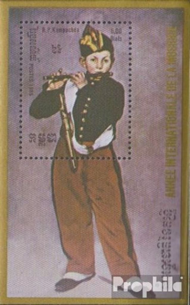 Briefmarken Kambodscha 1985 Mi Block145 (kompl.Ausg.) postfrisch Jahr der Musik: Gemälde