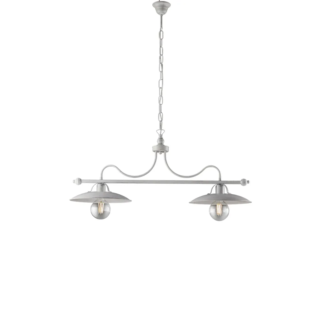 Lustre robuste en fer blanc argent vieilli pour grand espace BL234-2-BA