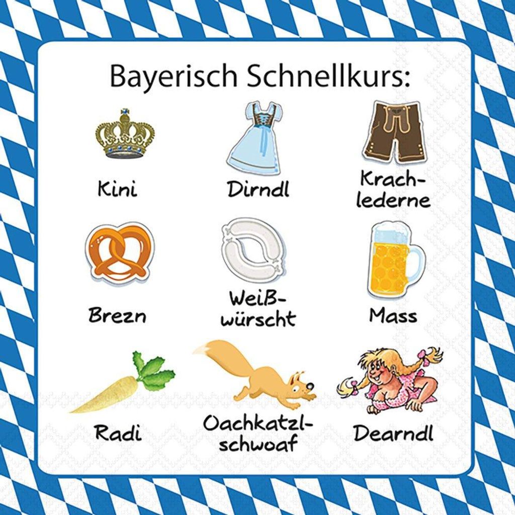 Servietten 33x33 cm - Bayerisch schnellkurs