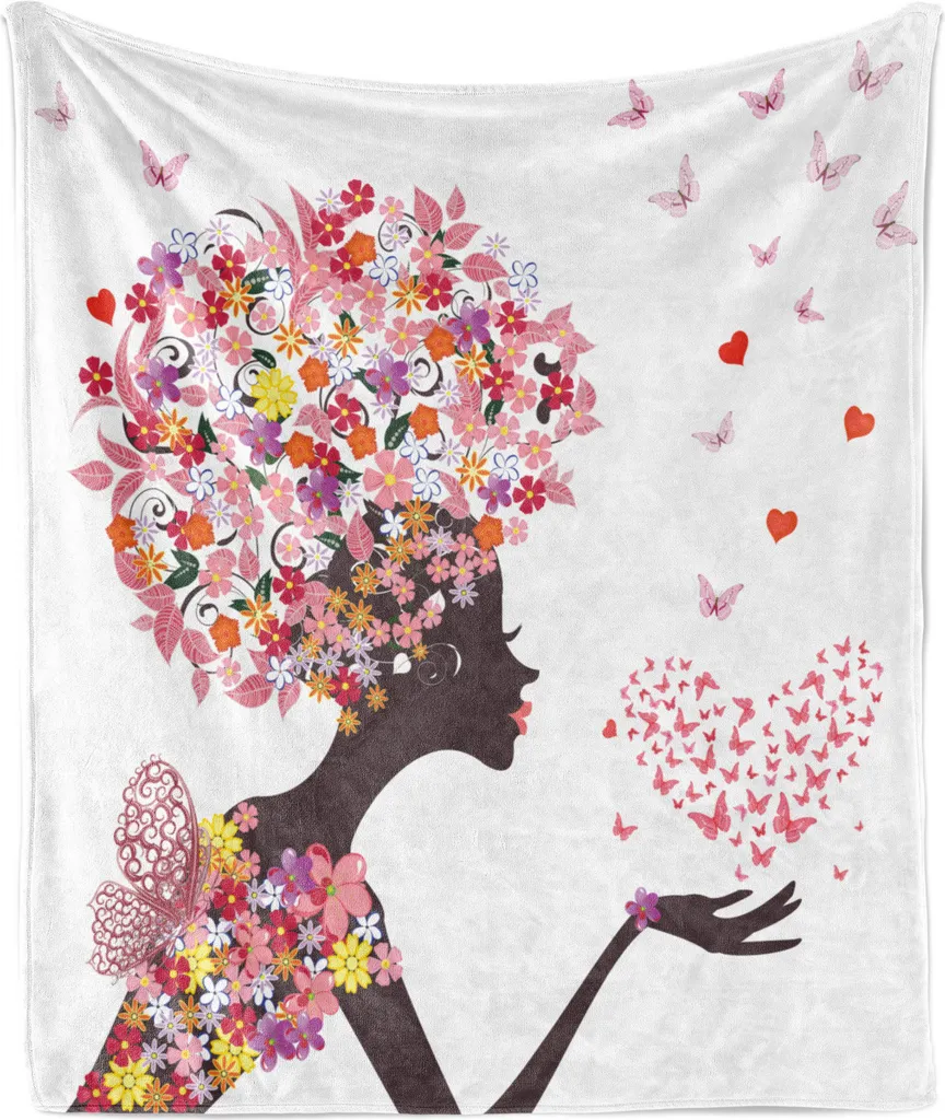 ABAKUHAUS Coperta Flanella Farfalle 175x230 cm | Morbido Plaid Letto