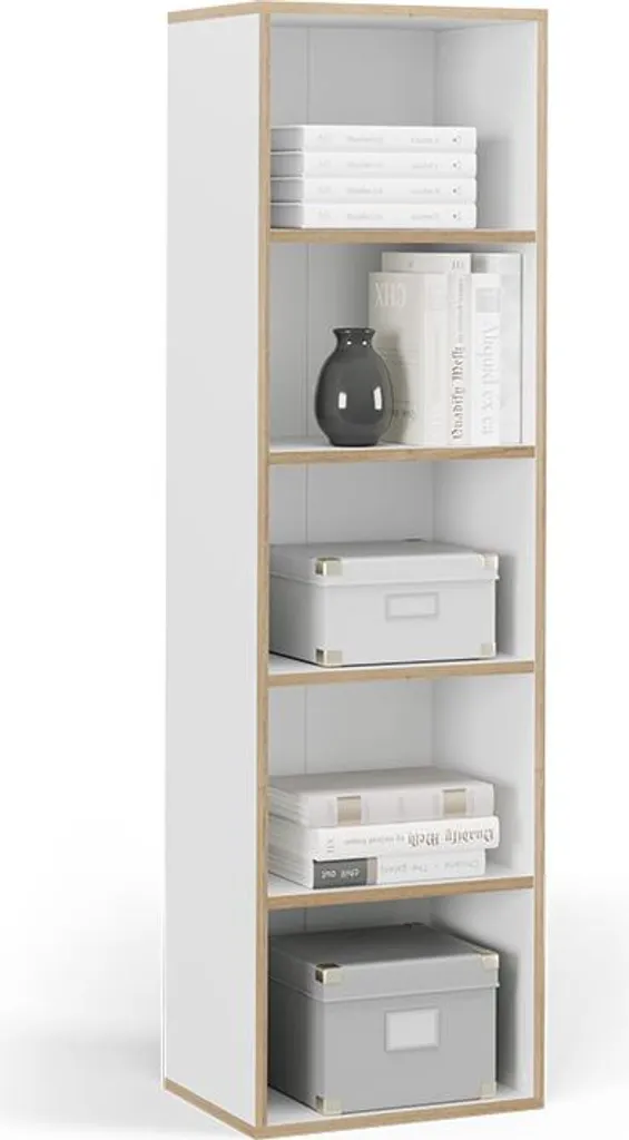 Bibliothèque gain de place Vicco Tetrix blanche pour petits espaces 140cm