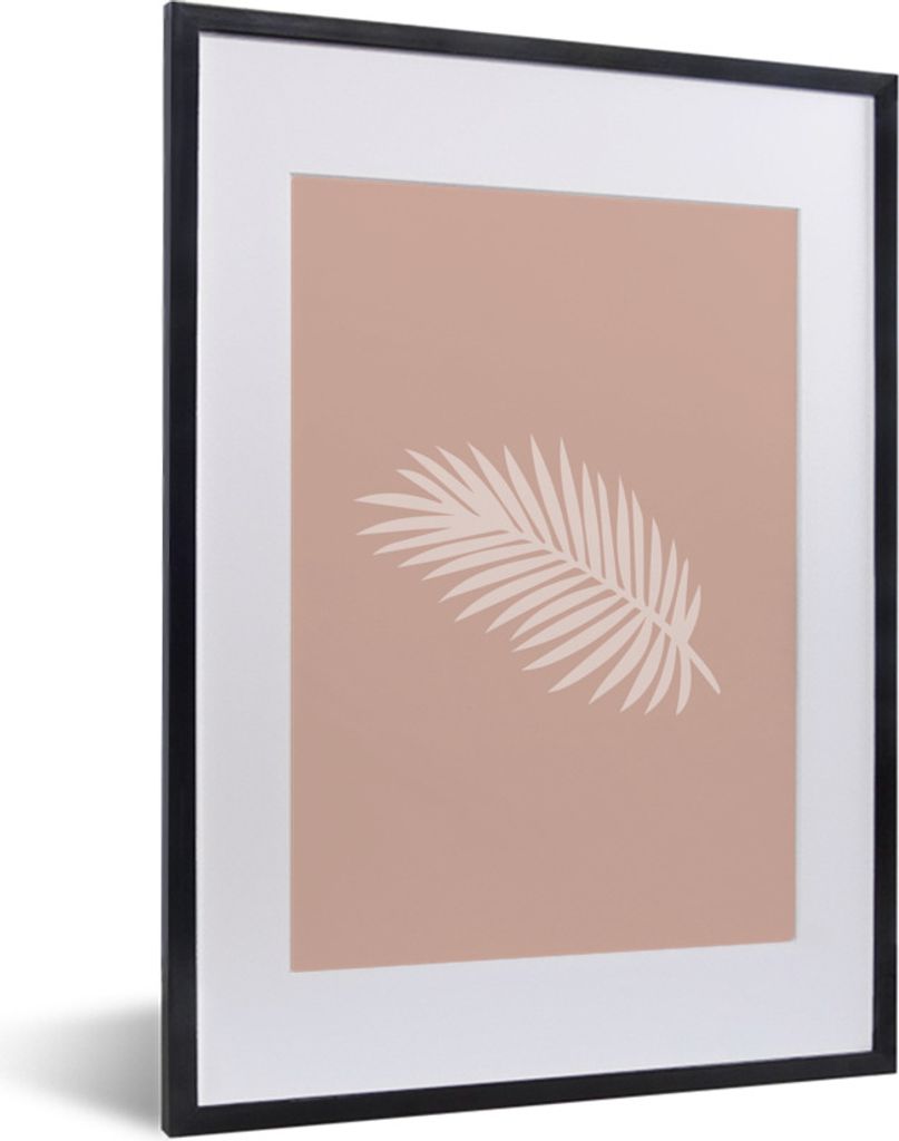 MuchoWow Gerahmtes Poster Sommer - Palmblatt - Rosa 30x40 cm - Poster mit Schwarzem Bilderrahmen Wandposter Rahmen Foto Bilder - Wandposter Schla...