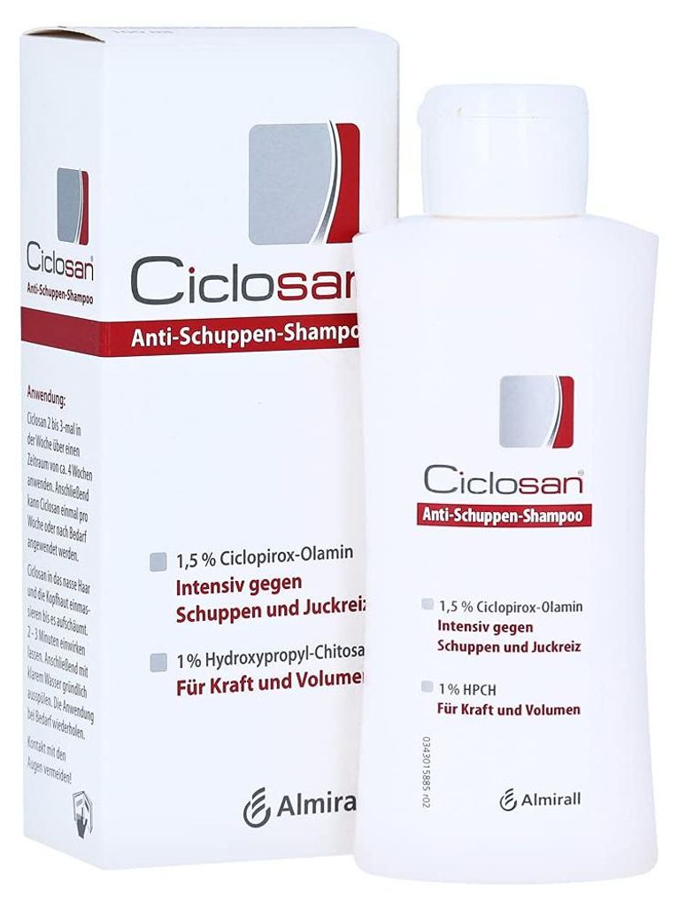 Medizinisches Shampoo, Almirall Hermal, Cyclosan, mit Produktbild 