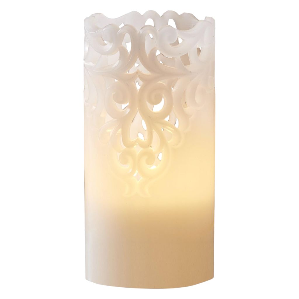 Star Trading Clary LED Kerze Wachs weiß 15cm Rankendesign 6/18h Timer Batterie
