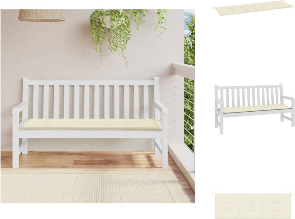 vidaXL Gartenbank-Auflage Creme 150x50x3 cm Oxford-Gewebe - Sitzpolster