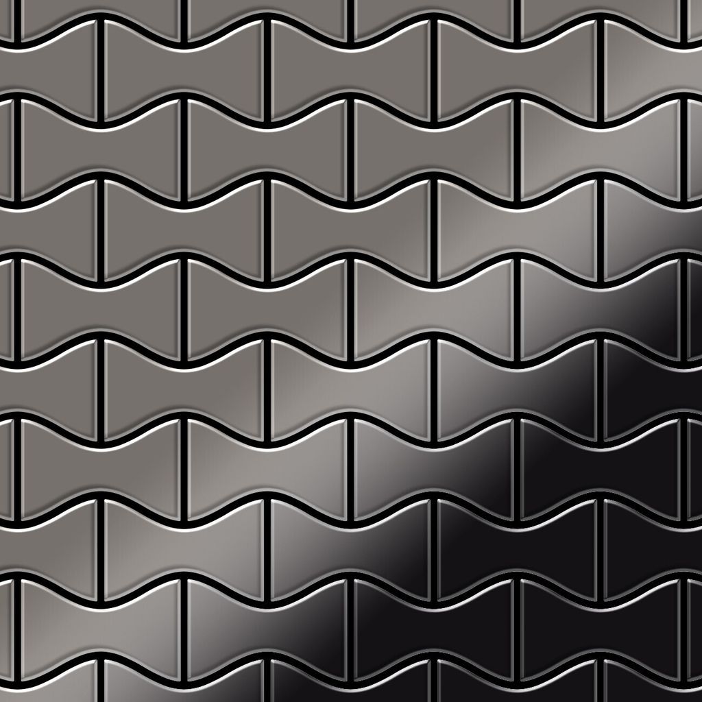 Mosaik Fliese massiv Metall Titan hochglanz dunkelgrau 1,6mm Kismet-Ti-SM