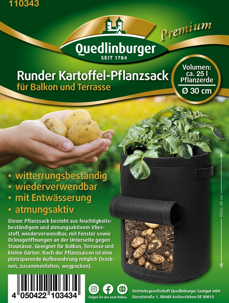Kartoffelsack Pflanzsack Quedlinburger (für Balkon und Produktbild 