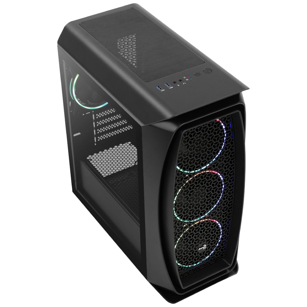 Aerocool Aero One Mini Eclipse ARGB Micro- ATX Gehäuse - Schwarzes gehärtetes Glas