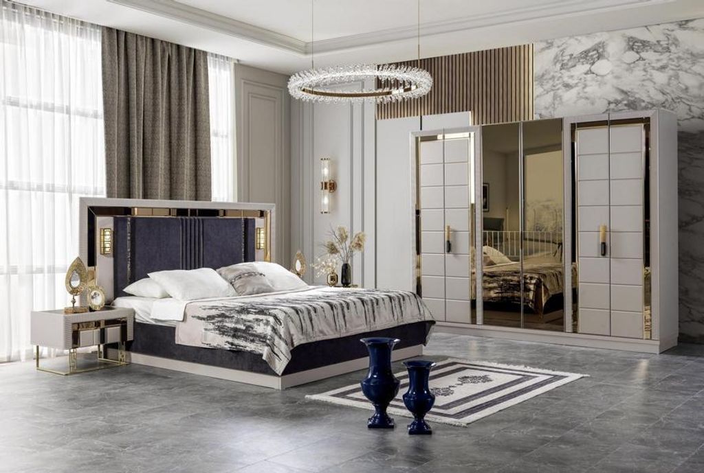 Elternzimmer Schlafzimmer Set Komplette Garnitur Schrank Bett Nachttisch 4tlg