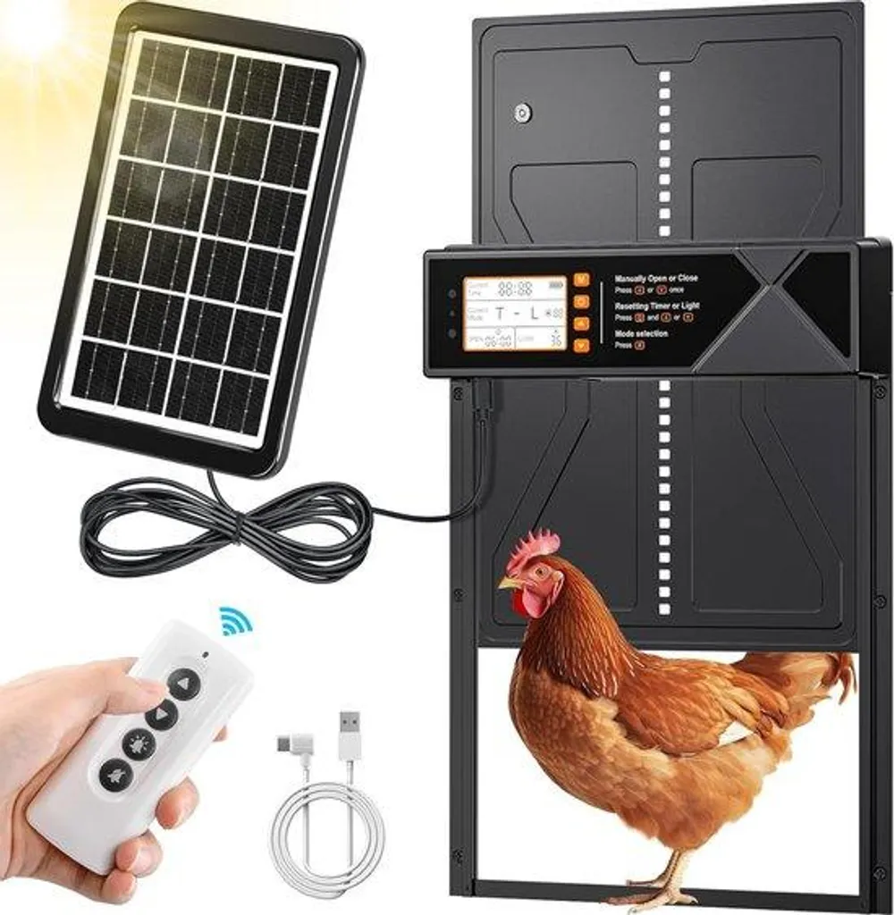 Trappe automatique solaire anti-pincement et minuterie programmable