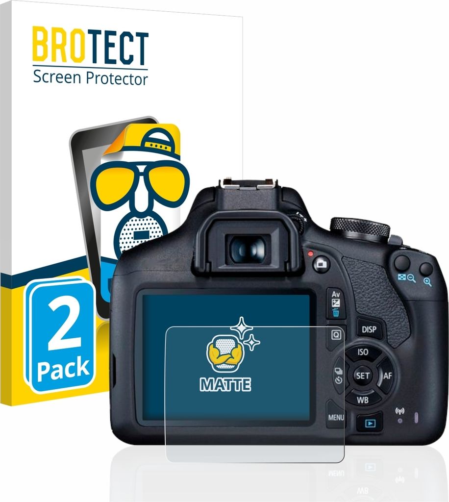 2x BROTECT Schutzfolie für Canon EOS 2000D Displayschutz Displayschutzfolie Folie Matt Entspiegelungsfolie
