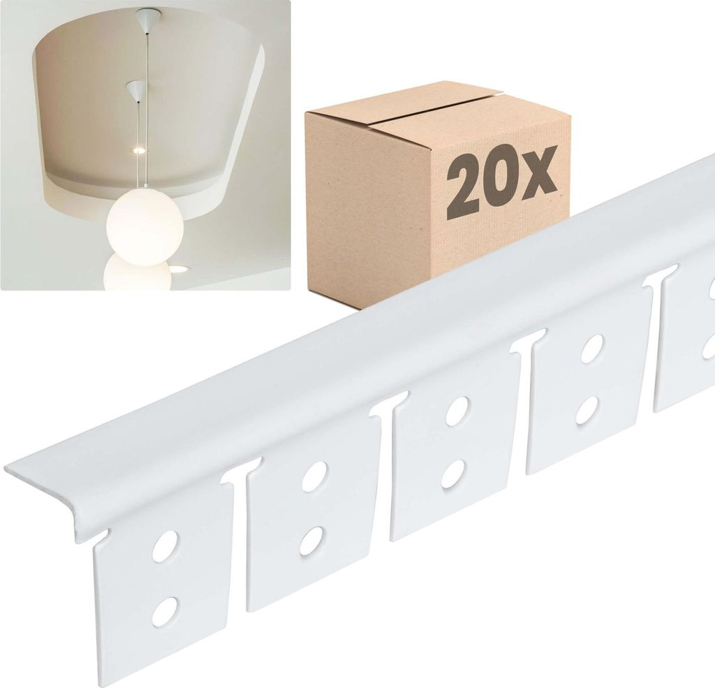 PROTEKTOR 20x Abschlussprofil 3768 – Kantenschutz Profil 300cm für Trockenbau aus Hart-PVC für Rundbögen aus Gipskartonplatten