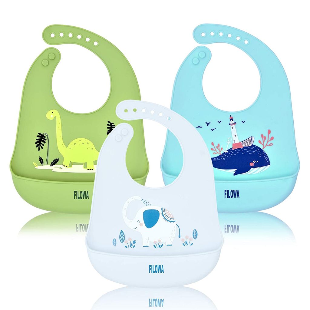 Lätzchen 2 Set Babylätzchen Auffangschale für Säuglingen Wasserdicht Abwaschbar 