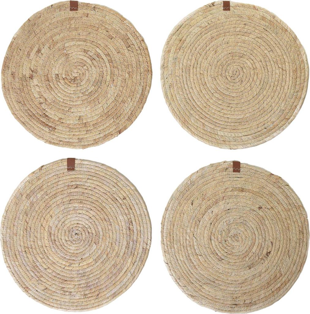 VIVANNO Tischset Maisblatt ILANA Rund, Natur geflochten - 35x0,50 cm