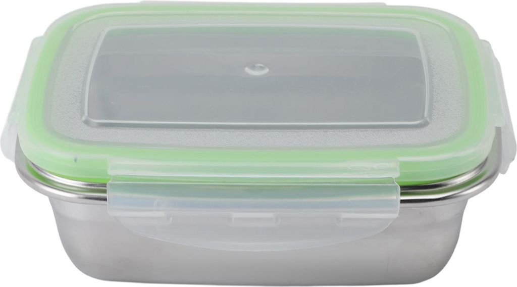 Lebensmittelpraxis Box 304 Edelstahl Behälter Multifunktionaler luftdichter Kühlschrank Organisator für Obst Mittagessen Snacks 850 ml