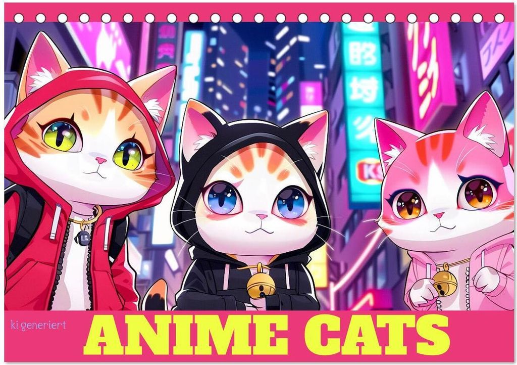 Anime Cats (Tischkalender 2026 DIN A5 quer), CALVENDO Monatskalender