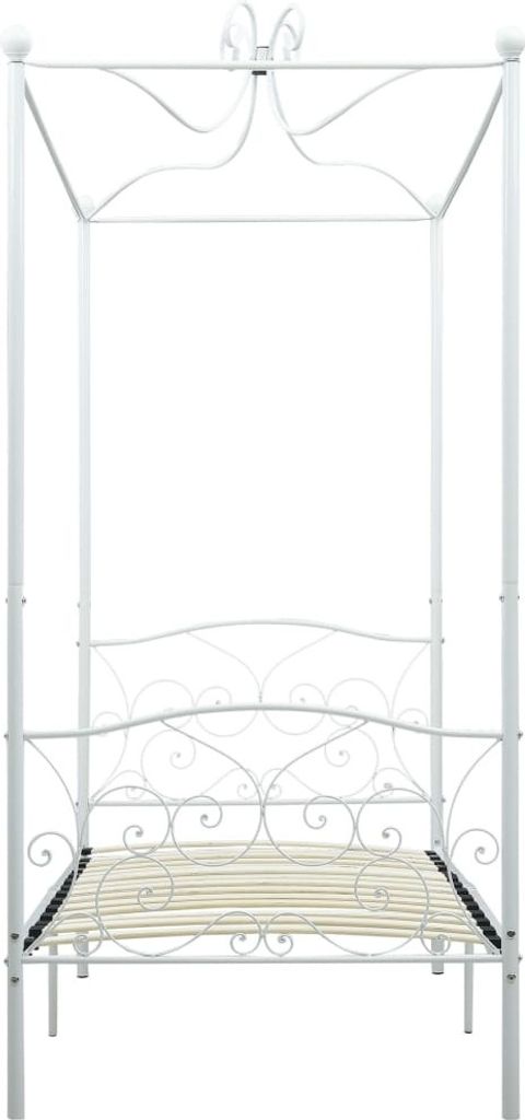 "im Sonderangebot"Himmelbett-Gestell/Bettrahmen - CLORIS - Einzelbett - Weiß Metall 90 x 200 cm - Einfache Montage - - NeuMöbel4904153