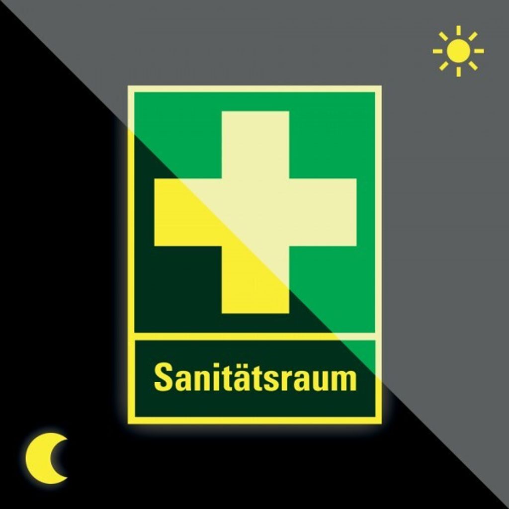 Schild | PERMALIGHT power langnachleuchtend Rettungs-Kombischild Sanitätsraum...
