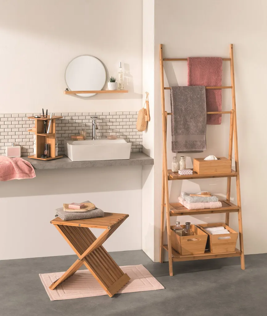Siège d'appoint pliable bambou écologique tabouret mobile multifonction - 6