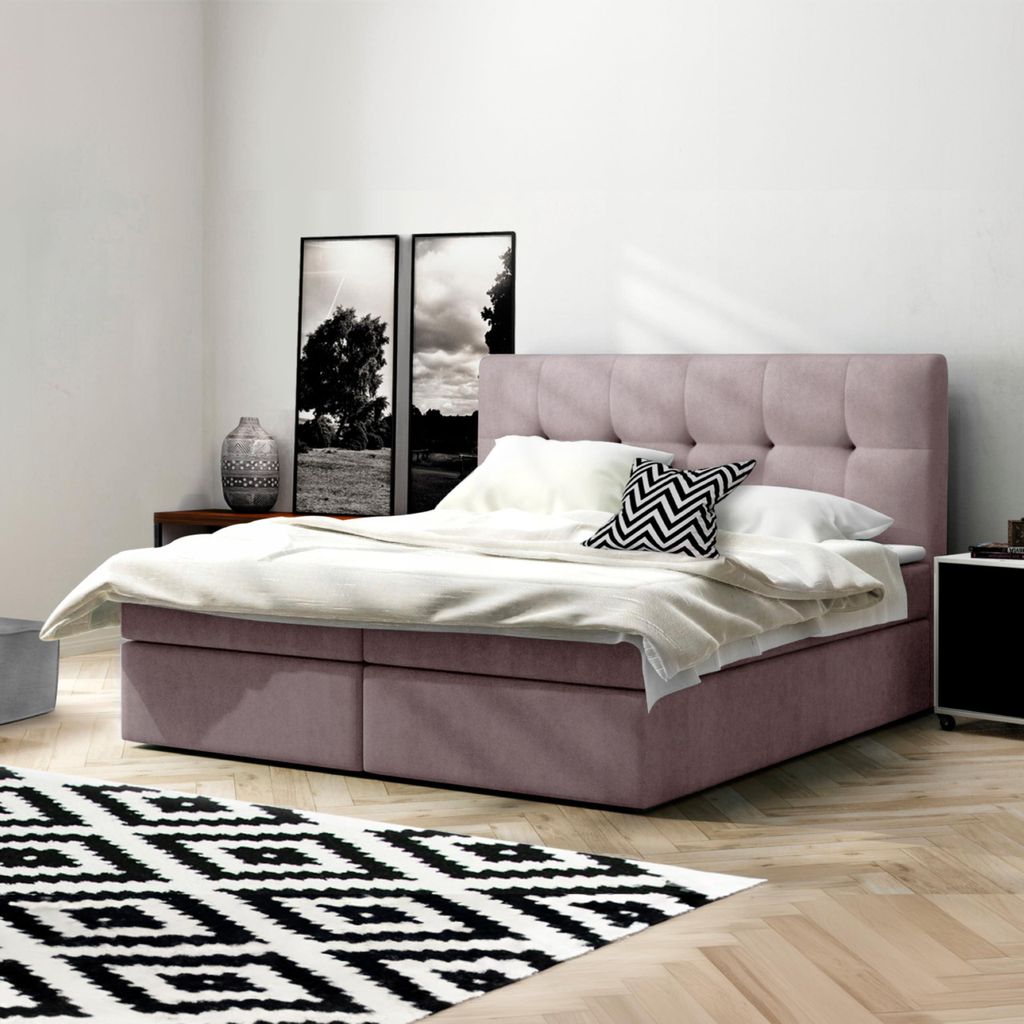 Boxspringbett 120x200cm mit Bettkasten - Bett mit Matratze und 2 Bettkästen - Schlafzimmerbett mit Topper - Bequem Doppelbett Holly Fresh09
