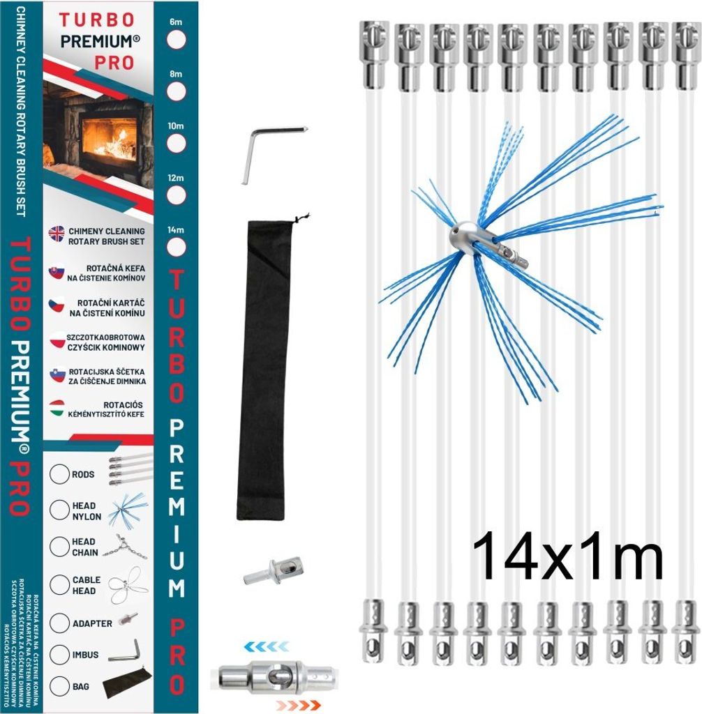 Spazzola rotante per camino TURBO Premium® PRO - 14 m Immagine del prodotto 