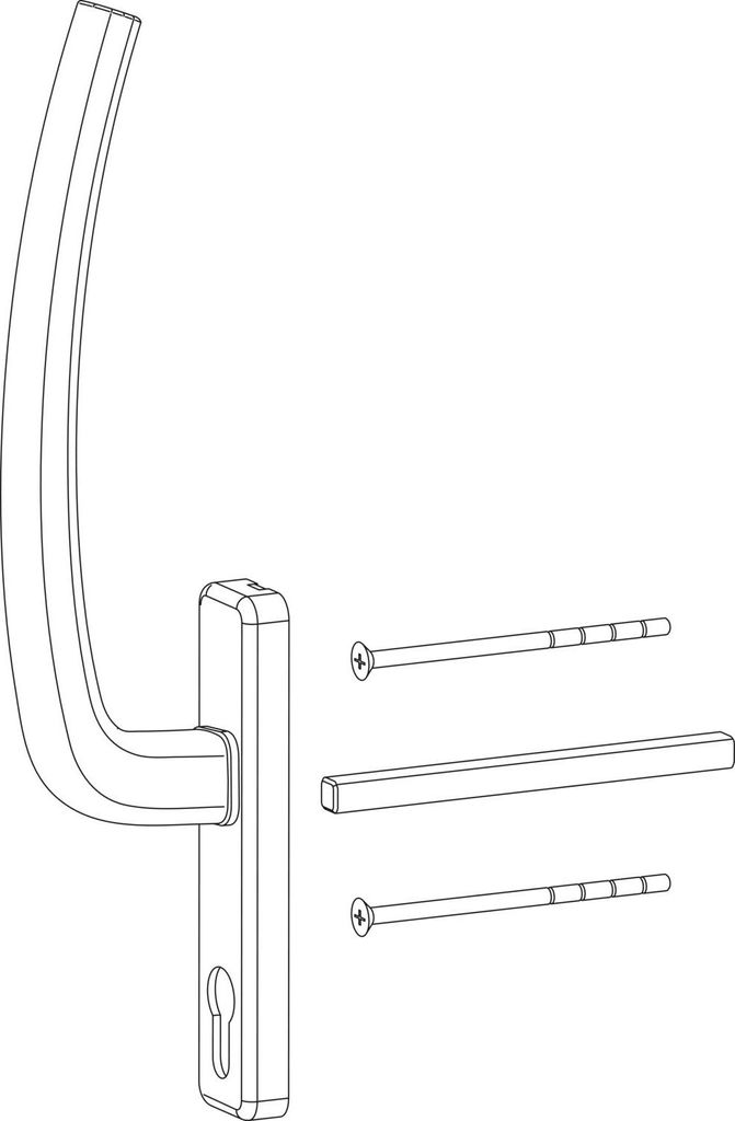 HAUTAU ATRIUM HS Griff PZ innen mit VK, TS 68-80 mm, Alu weiß RAL 9016