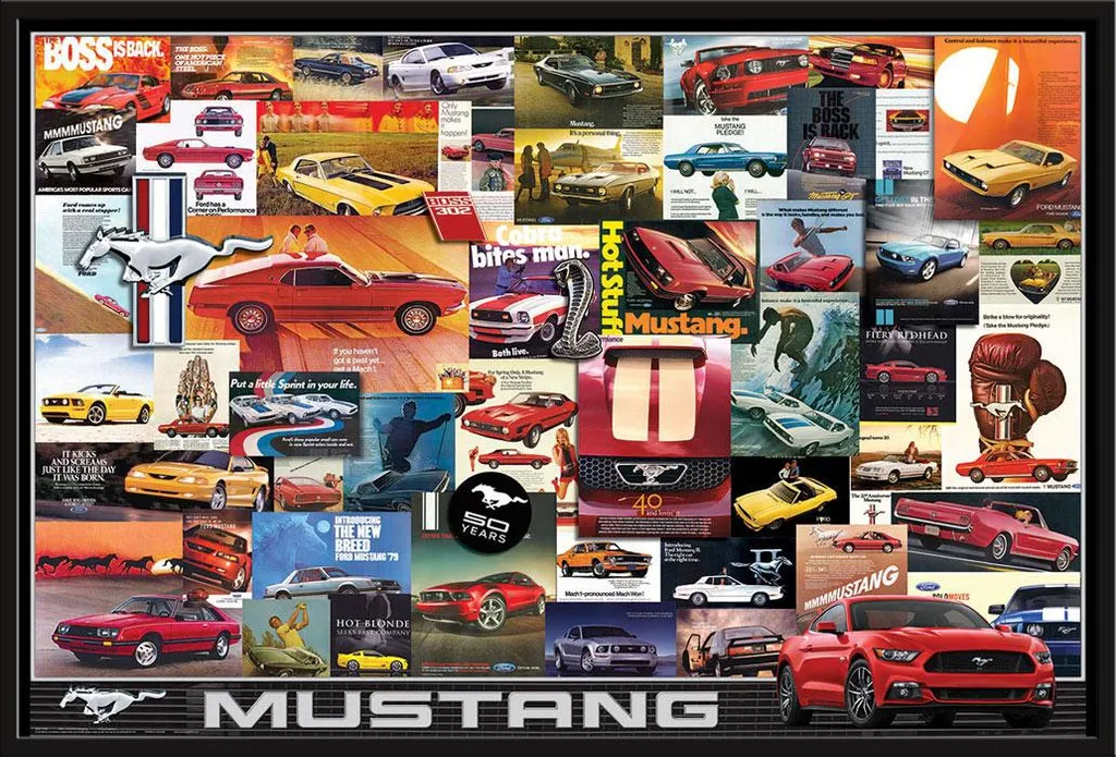 Affiche Ford Mustang vintage avec son cadre Shinsuke noir en plastique