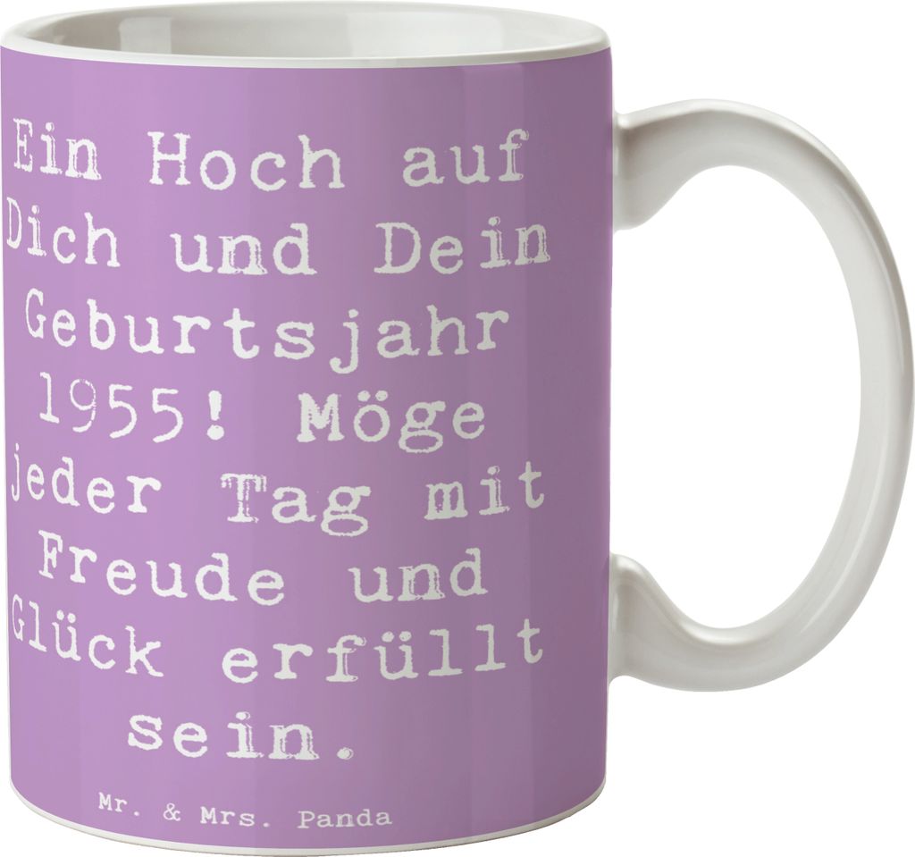 Mr. & Mrs. Panda Tasse Spruch 1955 Geburtstag - Lavendeltraum - Geschenk, Erinnerungen, schöne, Teetasse, Freude und Glück, Trinkbecher, Kaffeeta...
