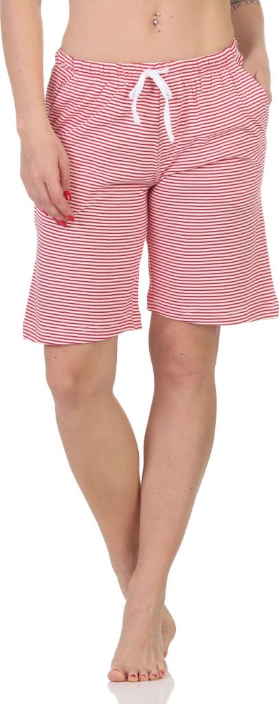 Damen Shorty Schlafanzug Pyjama Hose kurz - Mix & Match - perfekt zu kombinieren ; streifen_pink , 40