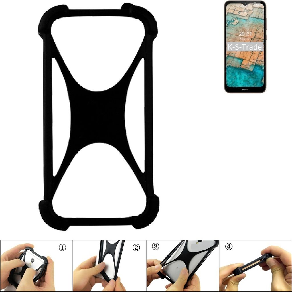 K-S-Trade Handy-Hülle Schutz-Hülle kompatibel mit Nokia C20 Silikon Bumper TPU Softcase Smartphone Stoßschutz, schwarz