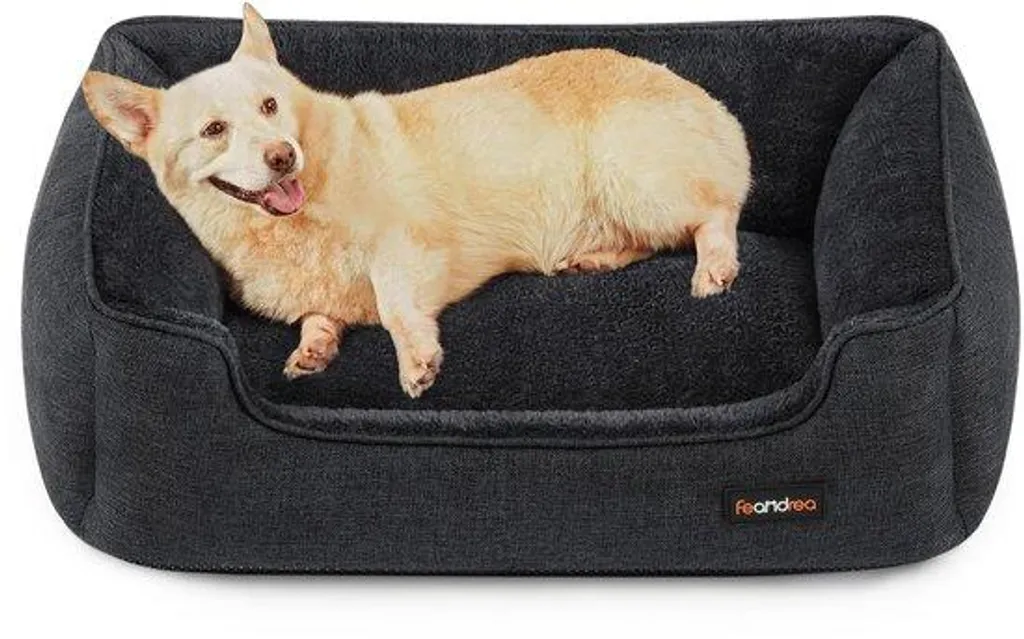 Dodo pour chien gris foncé 90x75x25 cm avec housse lavable et moelleuse