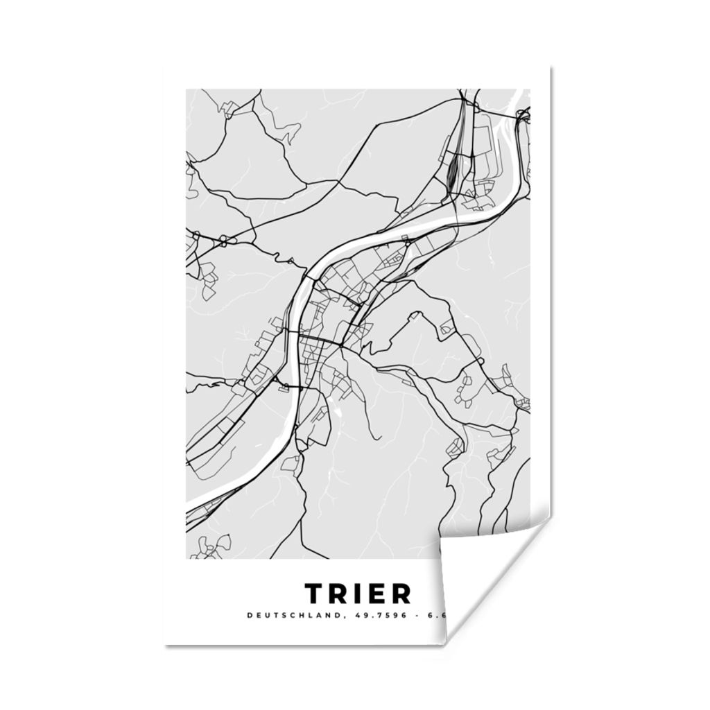 MuchoWow Poster Stadtplan - Deutschland - Karte - Trier 20x30 cm - Papierdruck