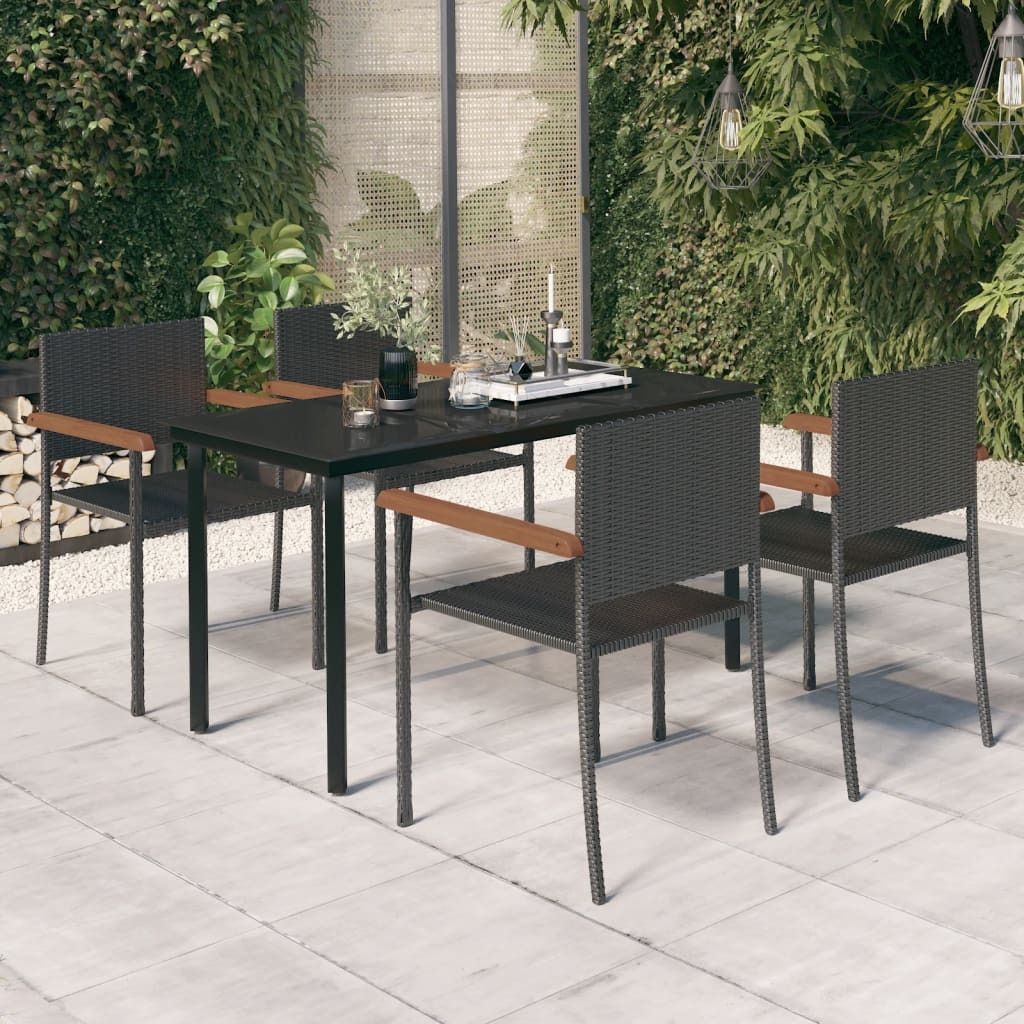 "Rabatt" 5-tlg. Garten-Essgruppe - mit tishe & Stuhl - Schwarz - Lounge-Dining set CC3558